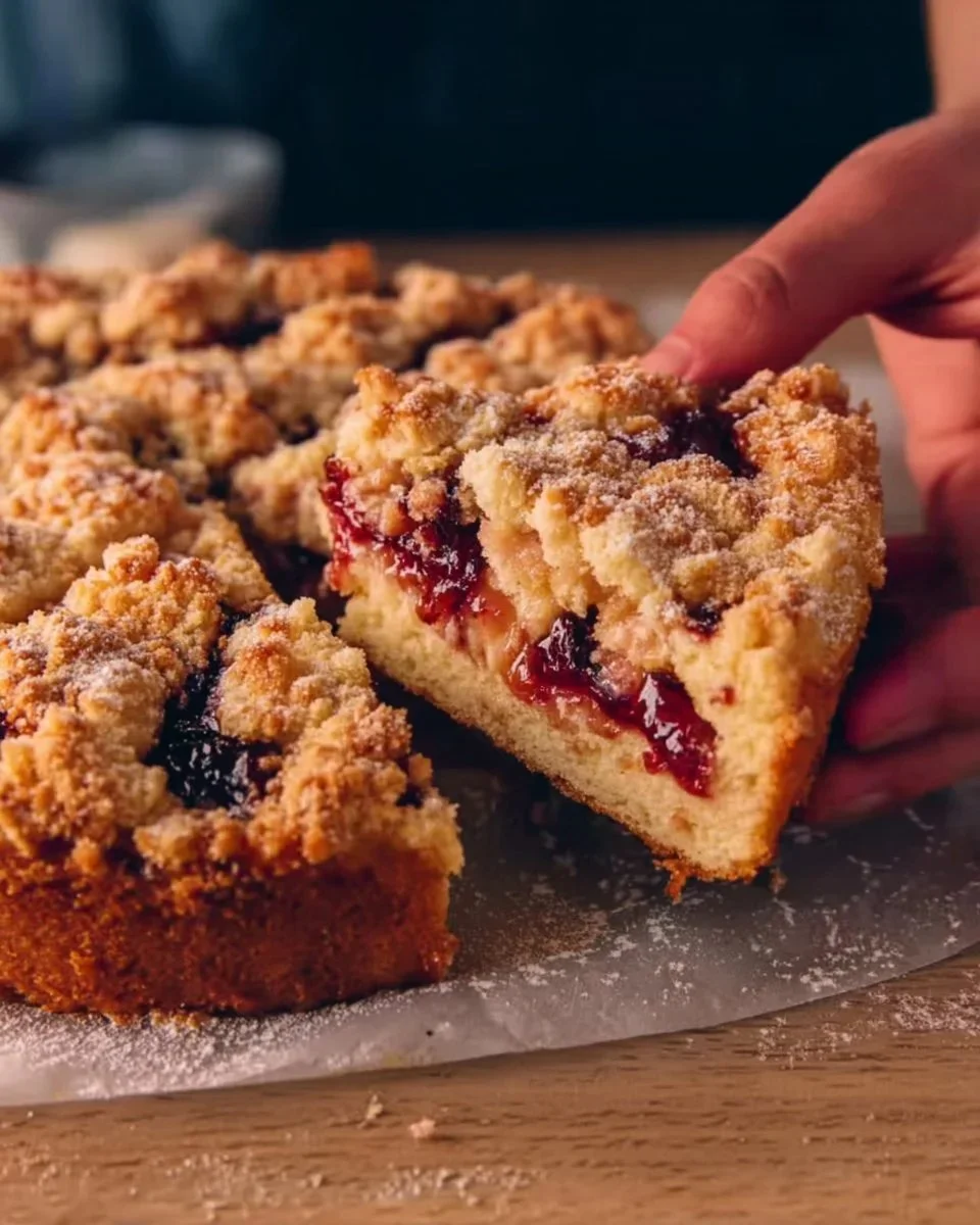 Pflaumenkuchen aus der Heißluftfritteuse auf einem Teller