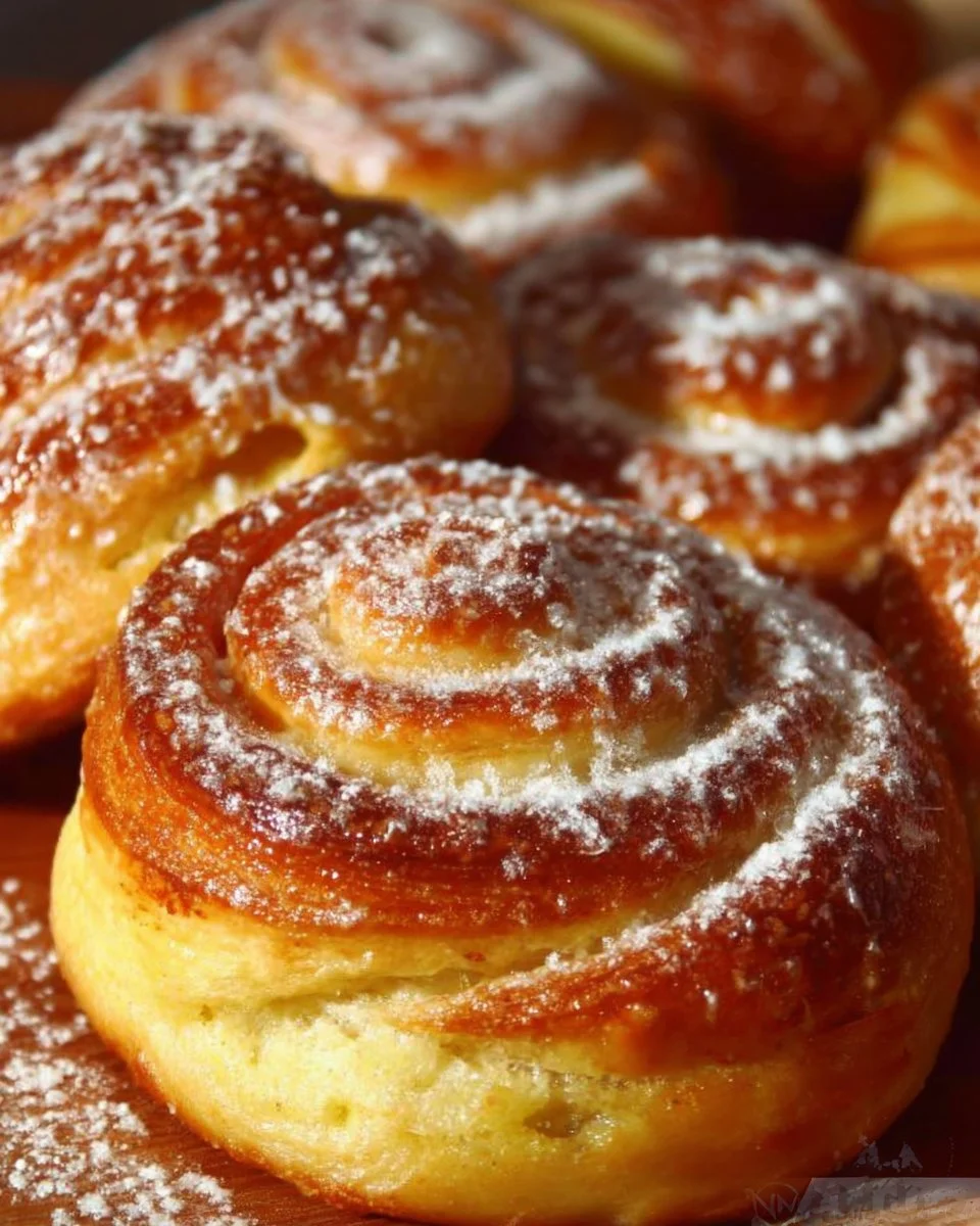 Leckere Pudding-Quark-Schnecken auf einem Teller, ideal für Nachspeisen