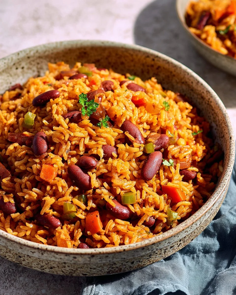 Spanischer Reis und Bohnen Rezept mit frischen Zutaten