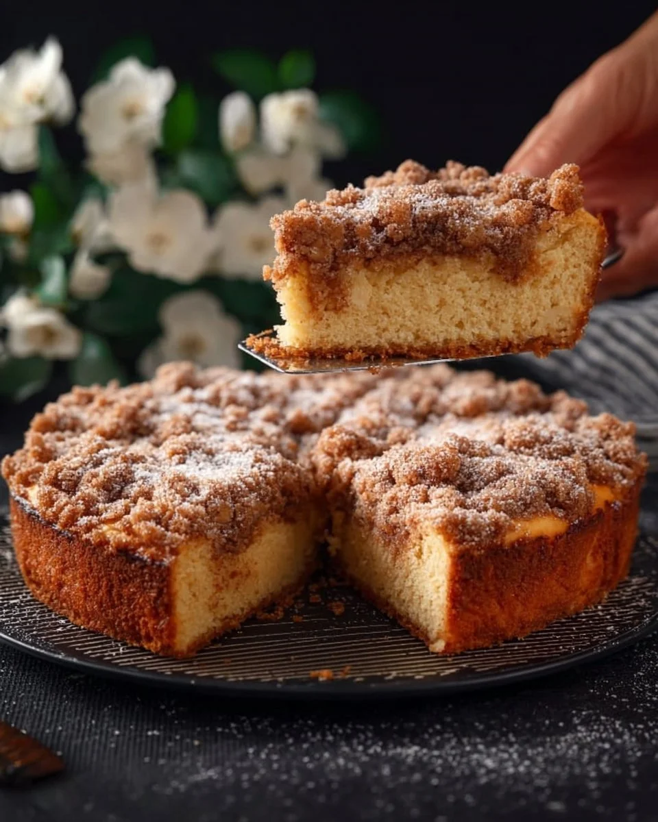 Apfel-Nusskuchen auf einem Teller mit frischen Äpfeln und Nüssen dekoriert
