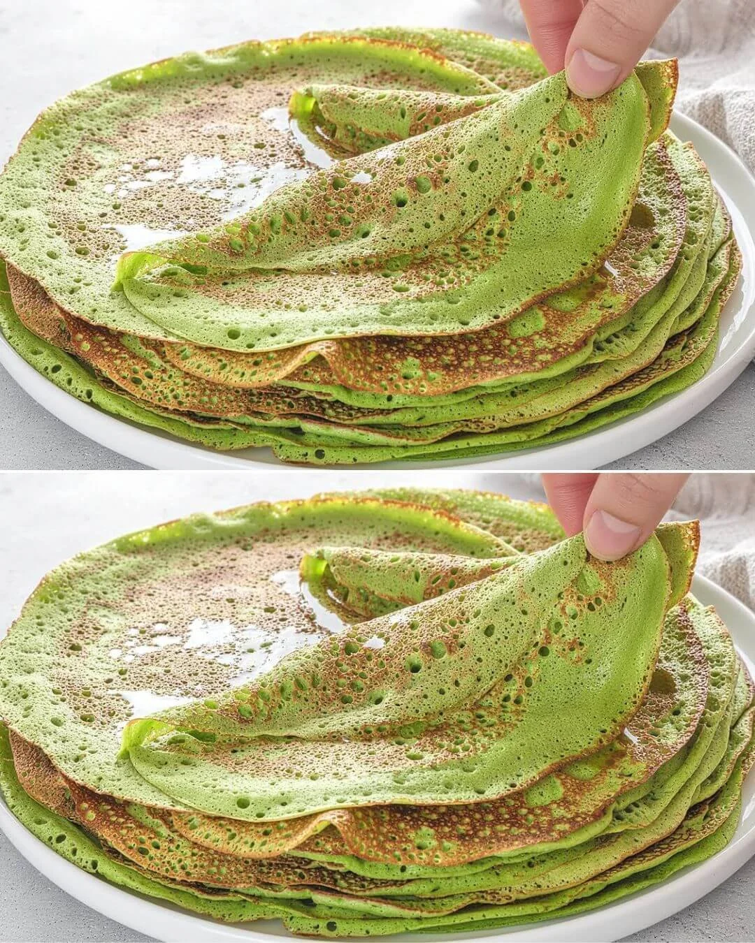 Leckere Avocado Haferpfannkuchen auf einem Teller serviert