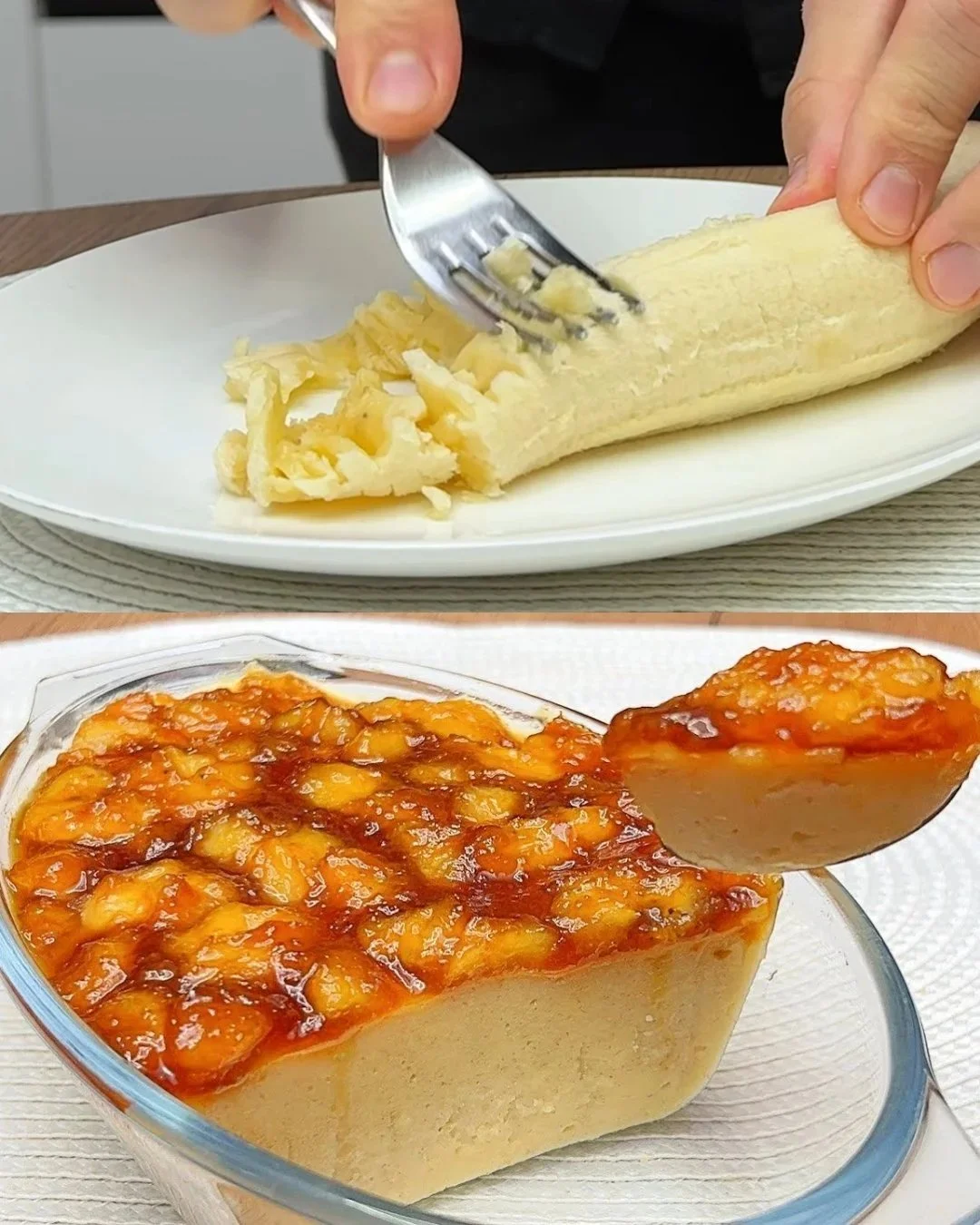 Bananencreme mit karamellisierten Bananen in einer Schüssel serviert