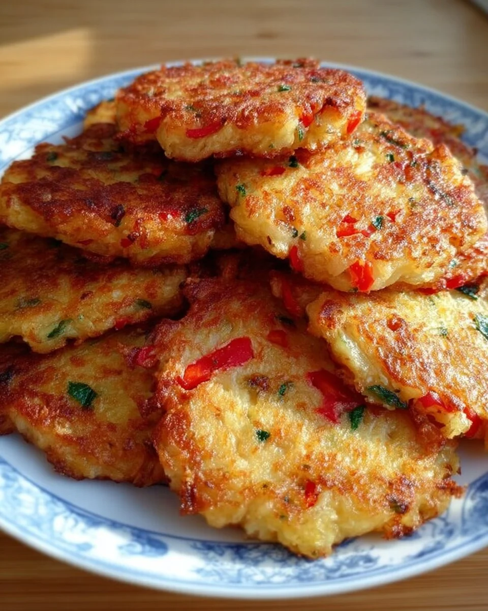 Leckere Blumenkohl-Pfannkuchen auf einem Teller serviert
