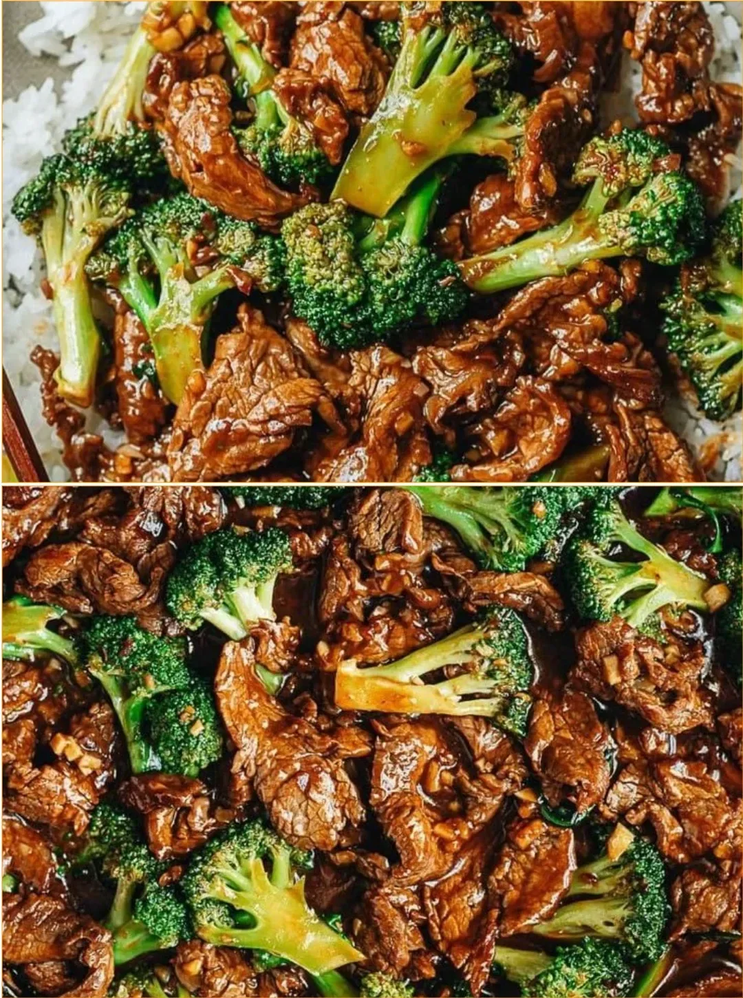 Chinesisches Rindfleisch mit Brokkoli auf einem Teller serviert