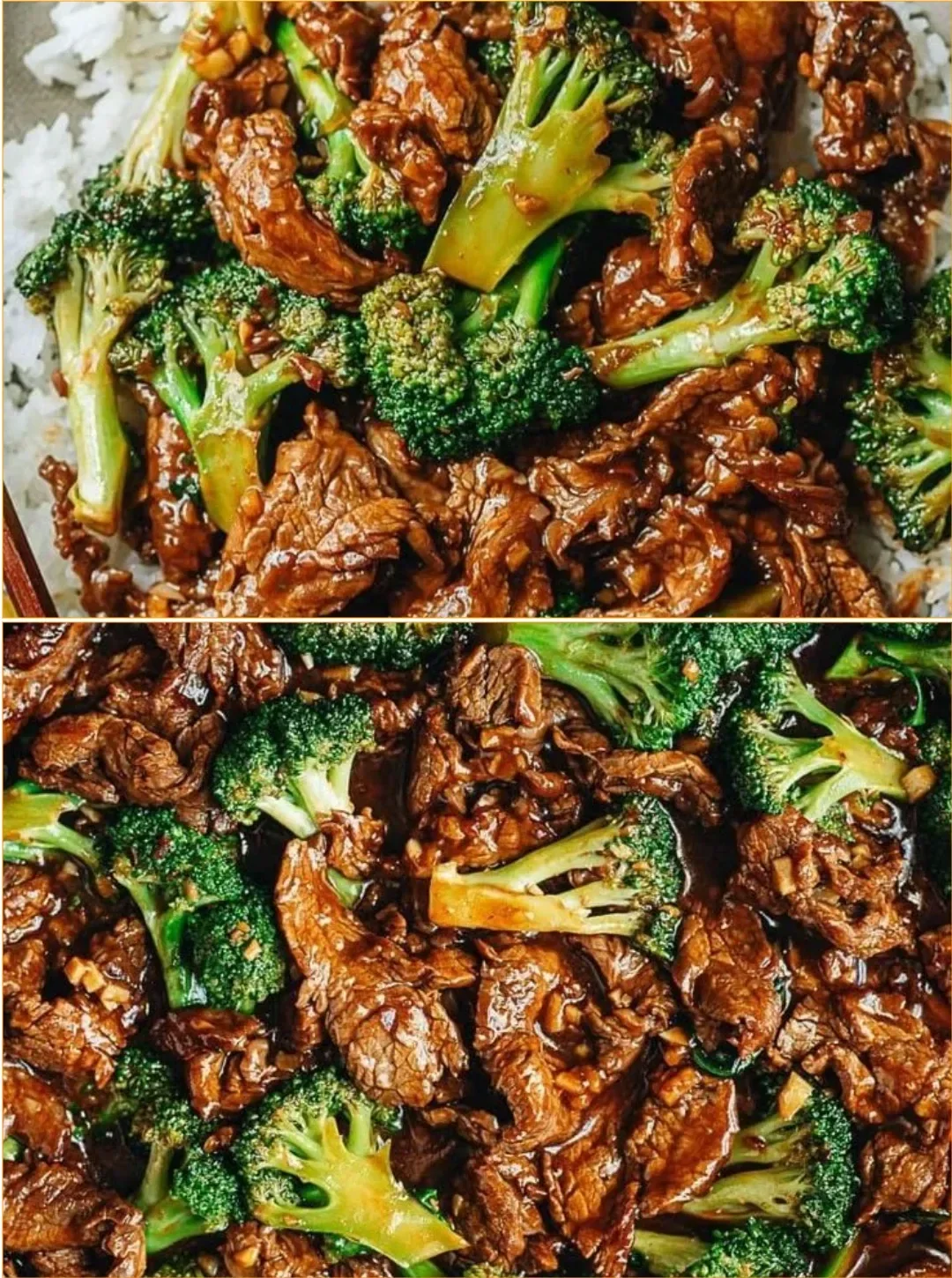 Chinesisches Rindfleisch mit frischem Brokkoli auf einem Teller