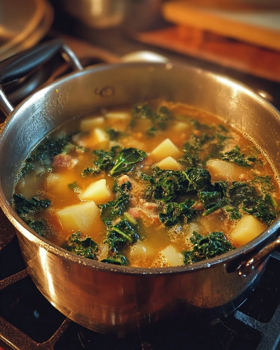 Cremige toskanische Suppe mit frischen Kräutern und Gemüse