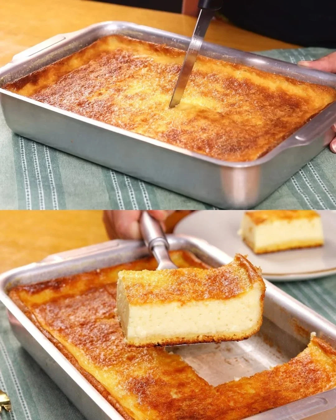 Cremiger brasilianischer Maismehl-Milchkuchen auf einem Teller