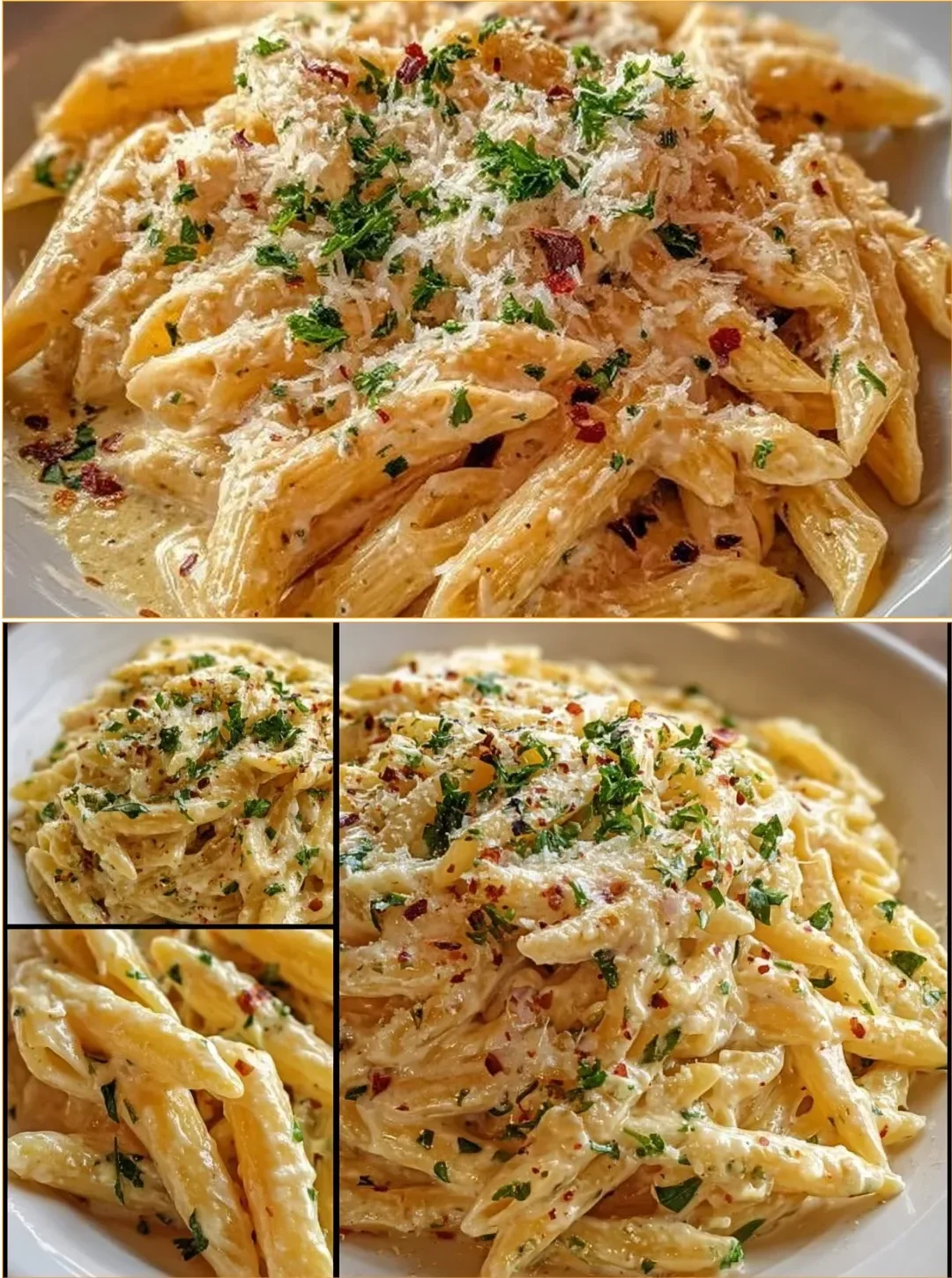 Cremige Knoblauchpasta in einem Topf zubereitet, lecker und einfach
