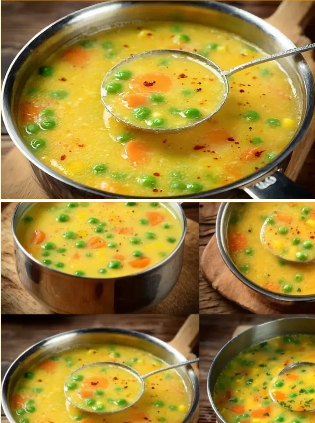 Schüssel mit Gemüsesuppe und Croutons, gesundes Rezept.