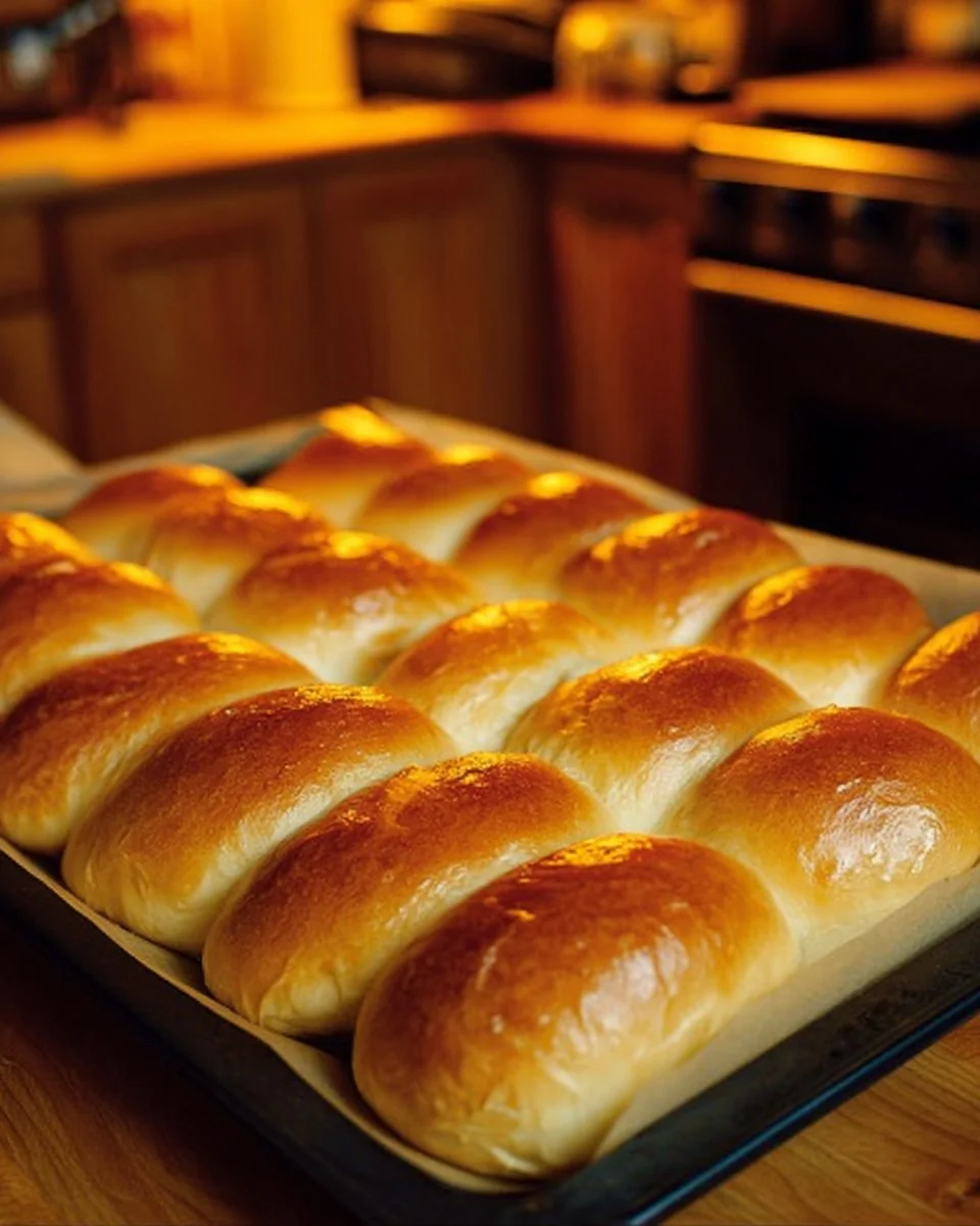 Frisch gebackene hausgemachte Brötchen auf einem Holzbrett