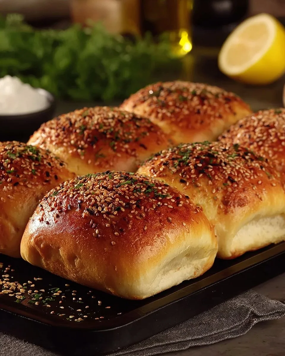 Hausgemachte Brötchen mit Gemüsefüllung und Hähnchen auf einem Holzbrett