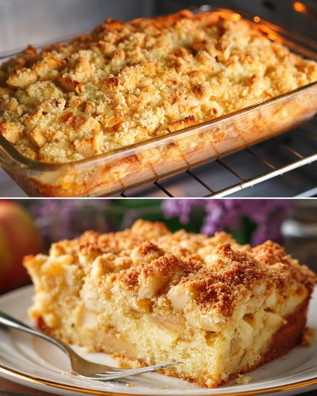 Hausgemachter Apfelkuchen auf einem Tisch serviert