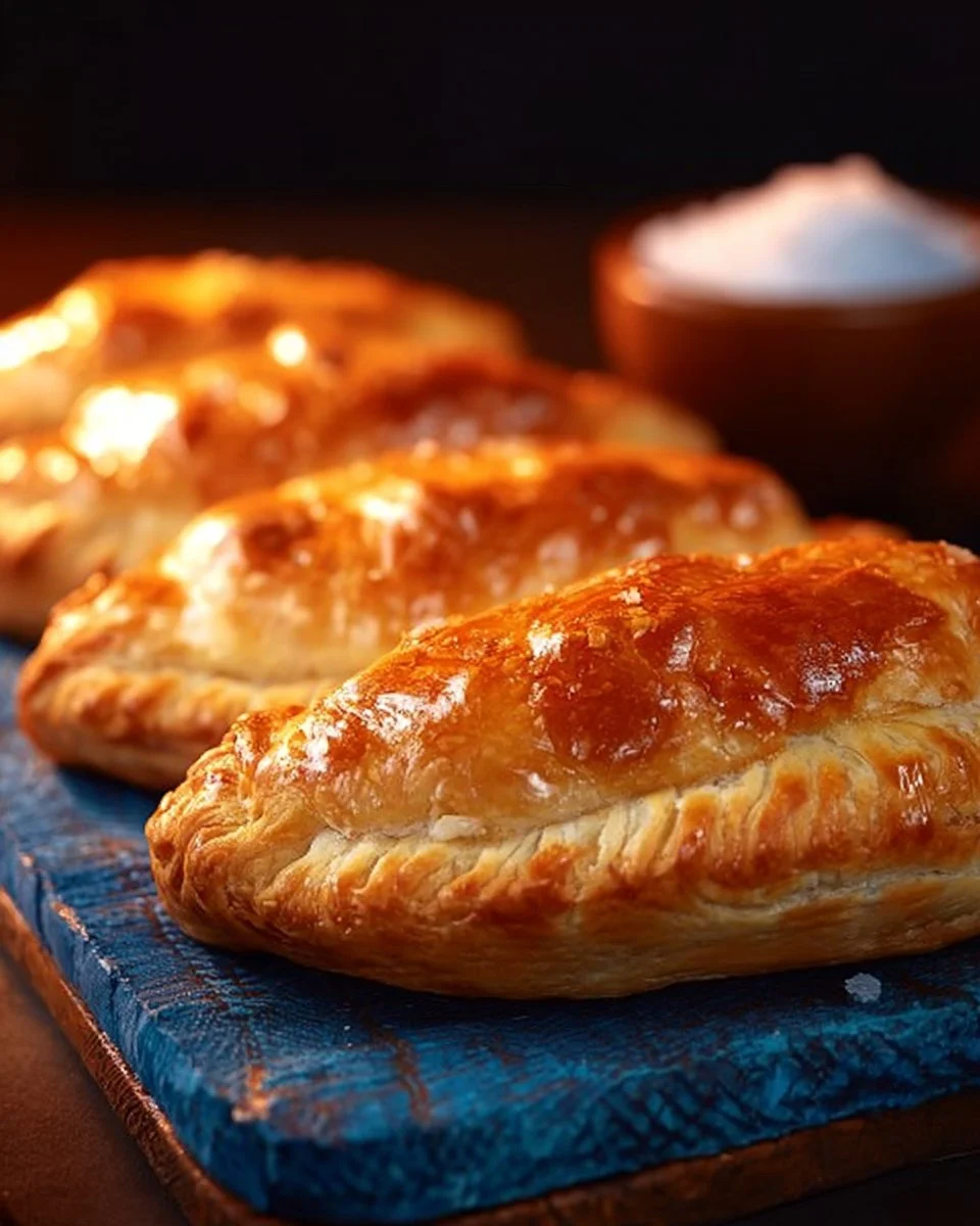 Herzhafte Hühnchen Pies mit Kartoffeln auf einem Teller serviert.