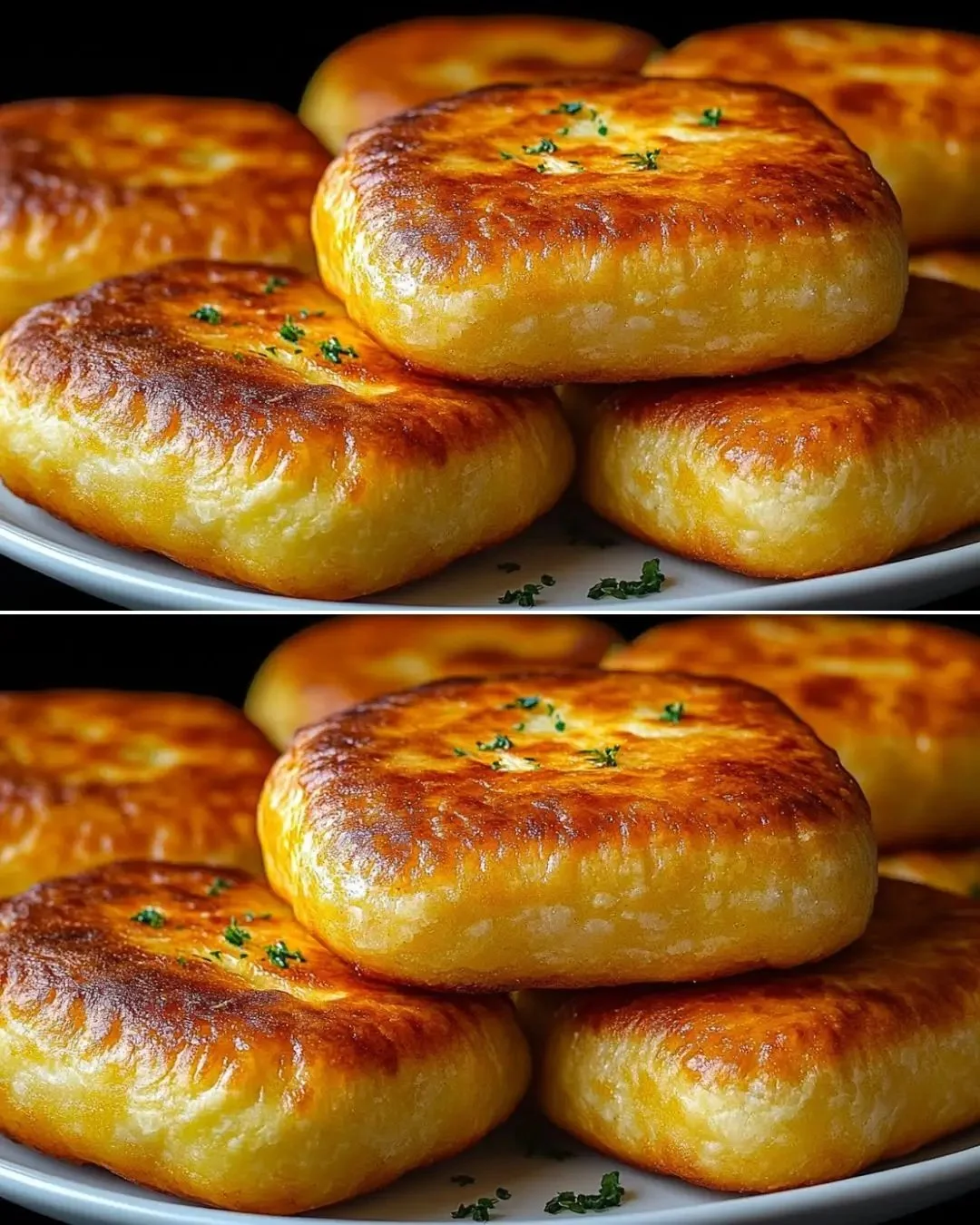 Kartoffel-Patties mit Hähnchen und Pilzen auf einem Teller