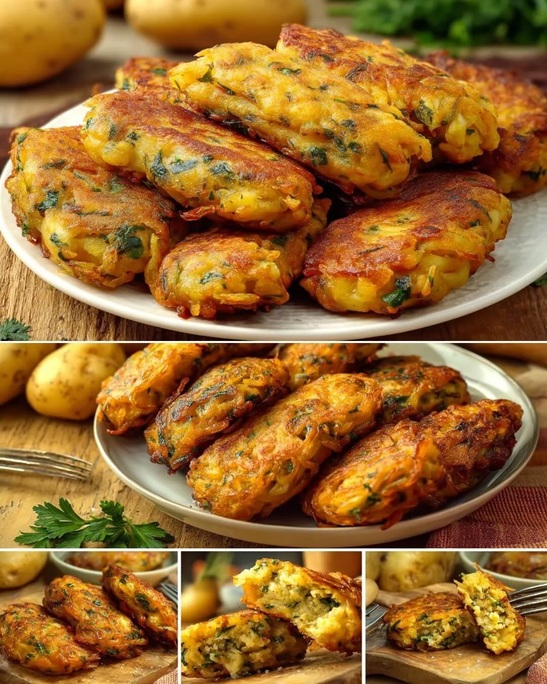 Kartoffelrösti mit Gurkensauce auf einem Teller serviert