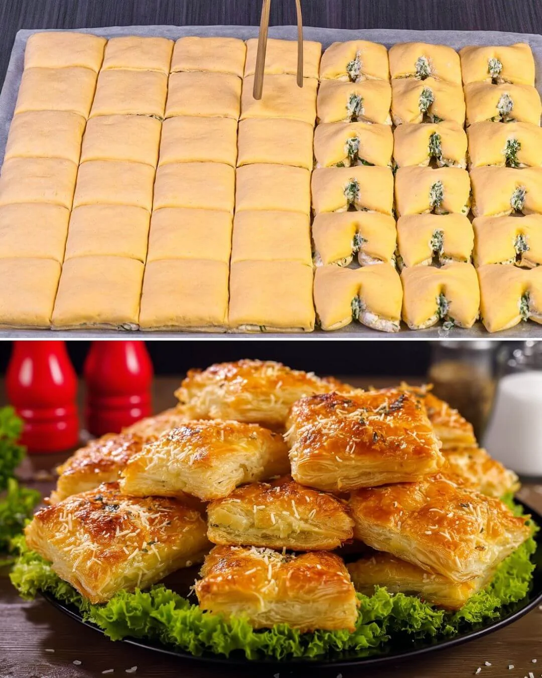 Käsegebäck aus Blätterteig, frisch gebacken und knusprig