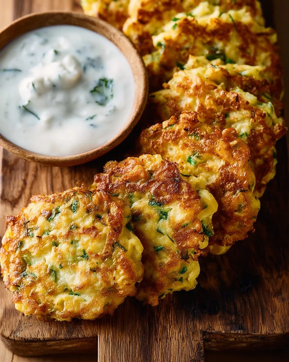 Knusprige Zucchini-Quinoa-Puffer auf einem Teller serviert