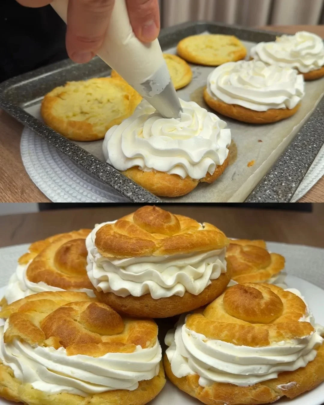 Lemon Cream Puffs mit einer feinen Kondensmilchfüllung auf einem Teller