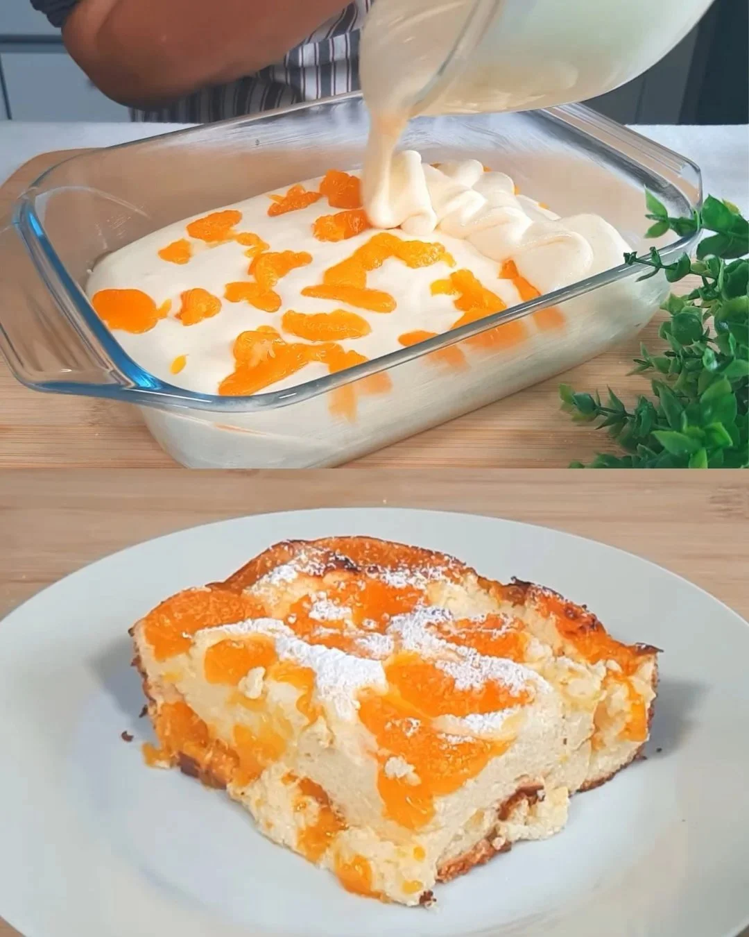 Leckerer Mandarinenquarkauflauf mit frischen Mandarinen und Quark