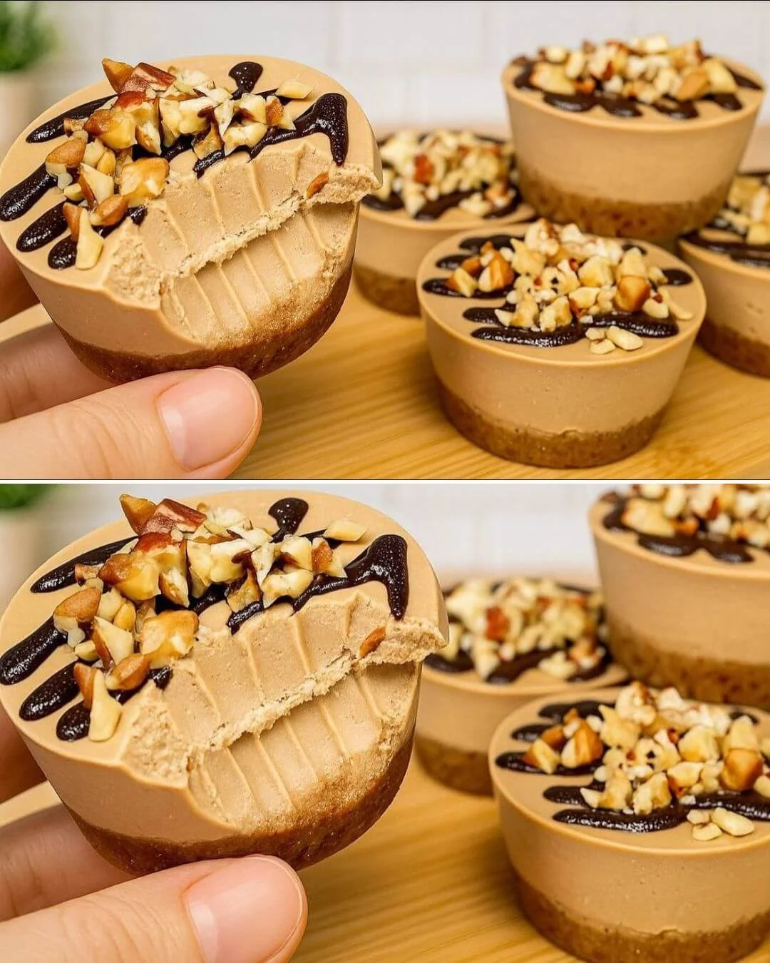 Leckere No-Bake Mini-Käsekuchen auf einem Teller