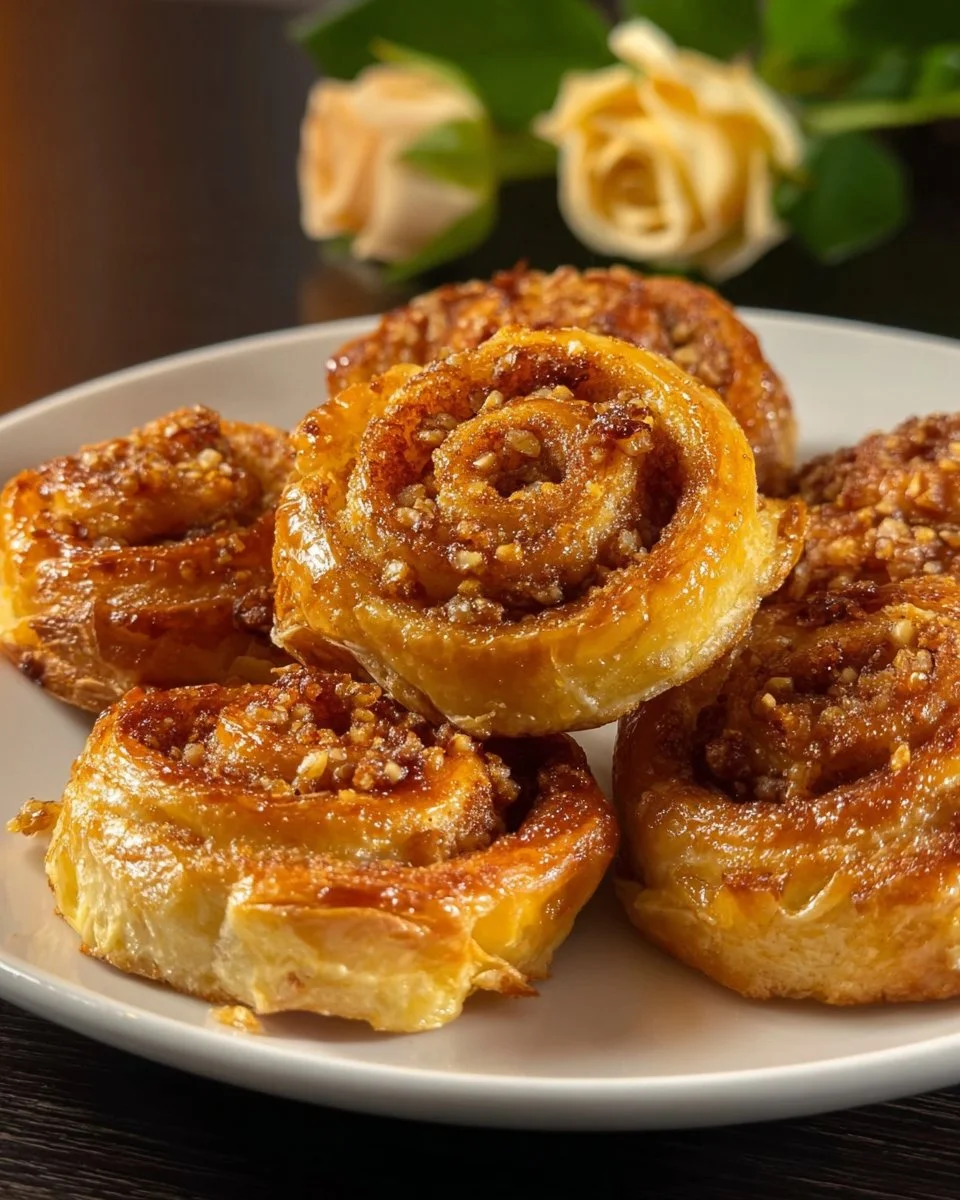 Leckere Nuss-Schnecken aus Blätterteig frisch gebacken
