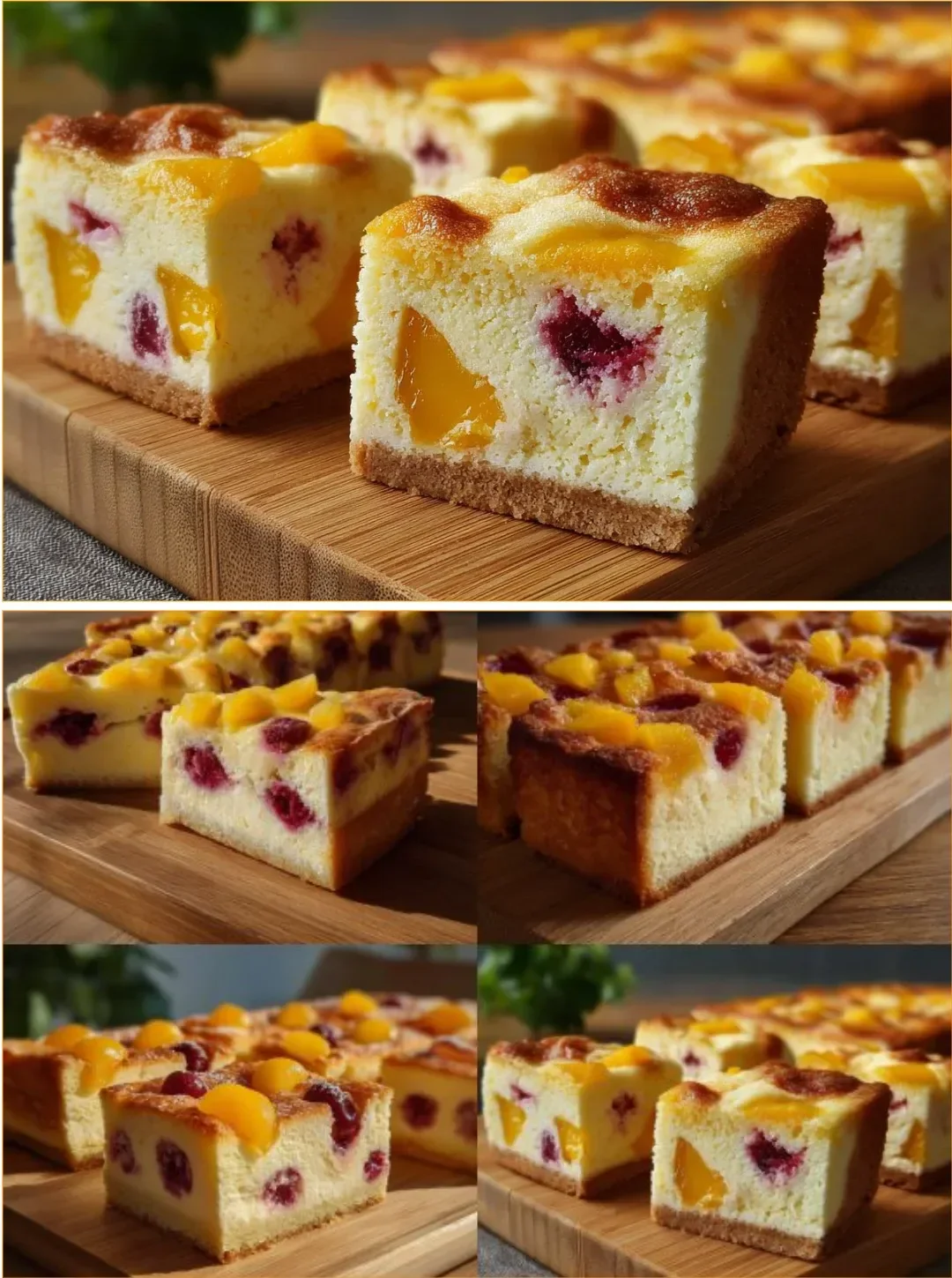 Leckerer perfekter Quarkkuchen mit frischer Fruchtglasur