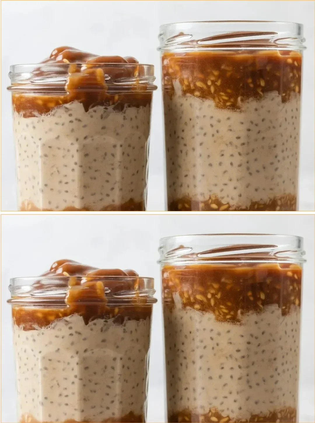 Pfirsich Chia Marmelade als Topping für Übernacht Haferflocken