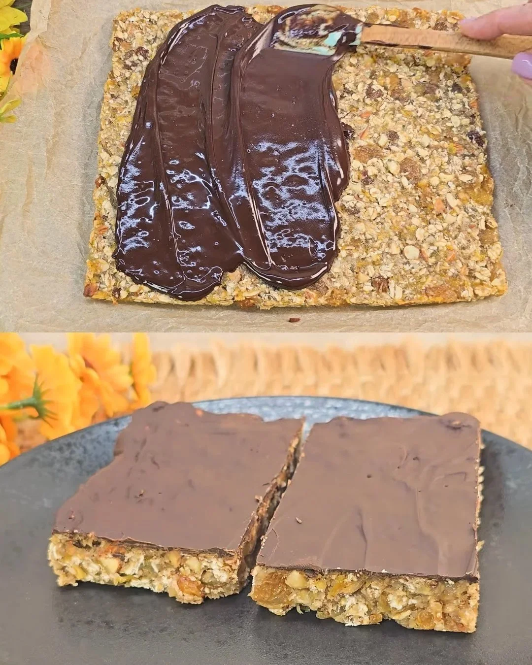 Leckere Schokoladen-Hafer-Riegel mit natürlichen Zutaten und gesunder Energie.