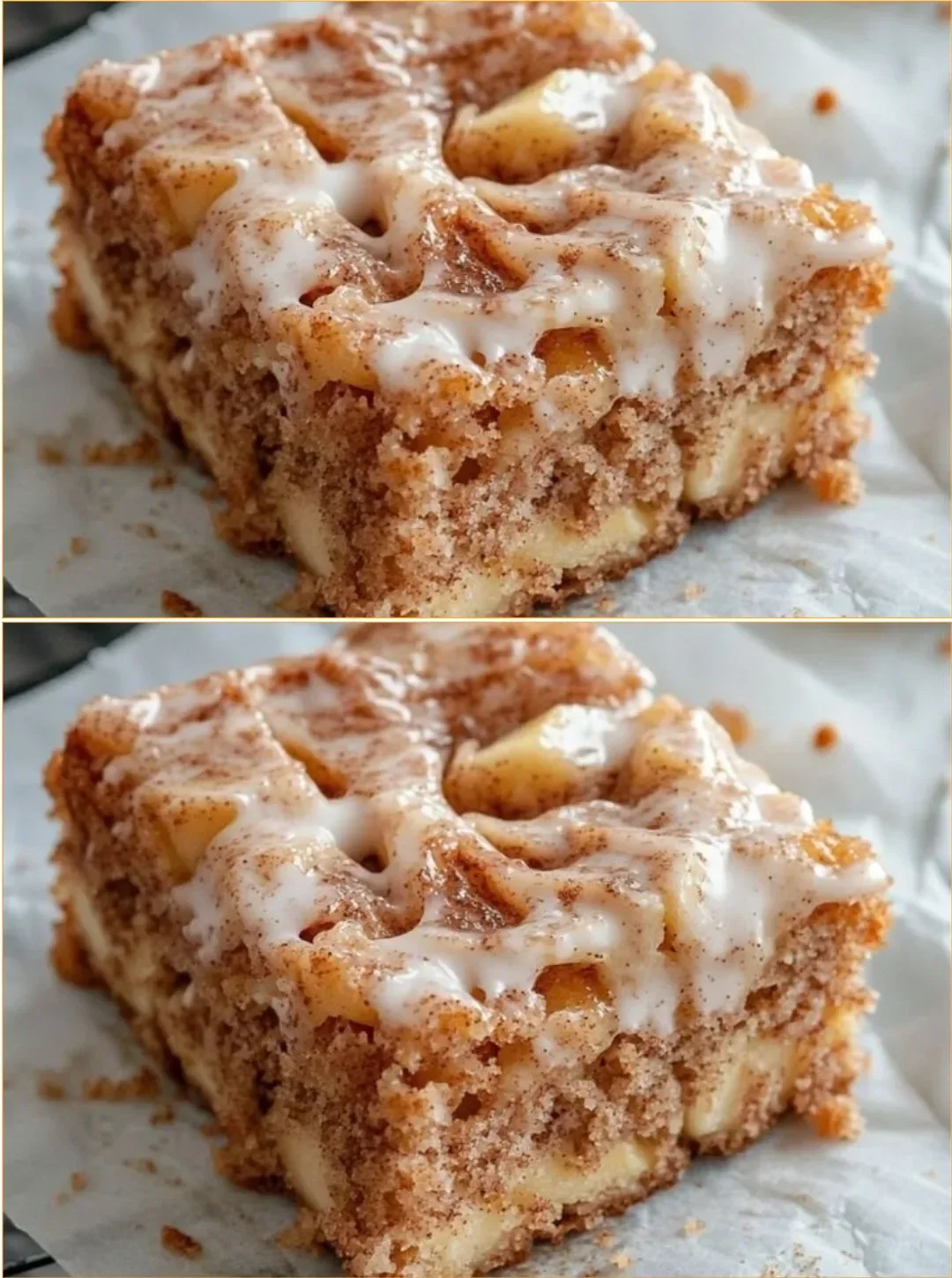 Zimtschnecken-Apfelkuchen mit Zimt und Äpfeln auf einem Teller