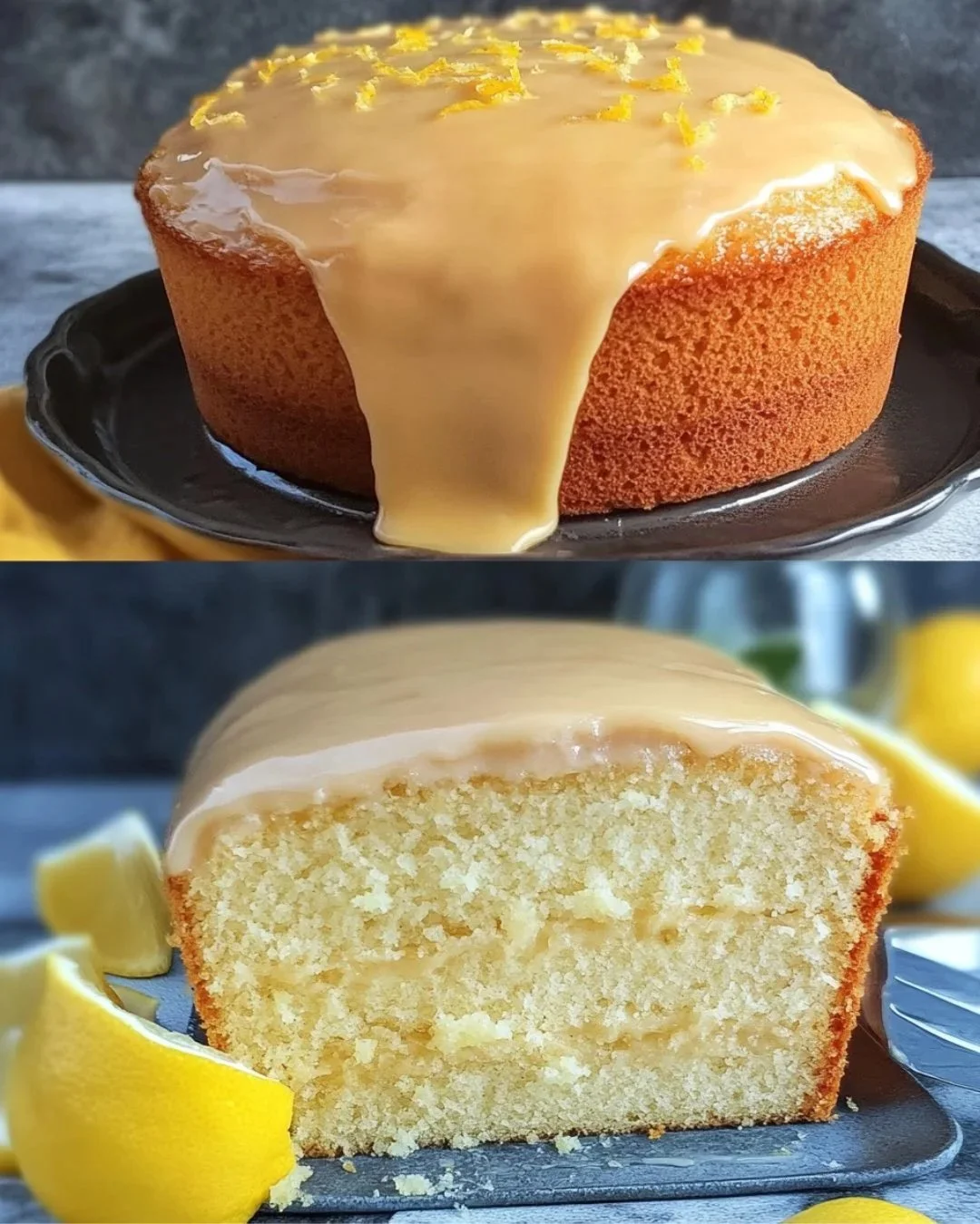 Leckeres Zitronentörtchen mit frischer Zitronencreme und glasiertem Topping