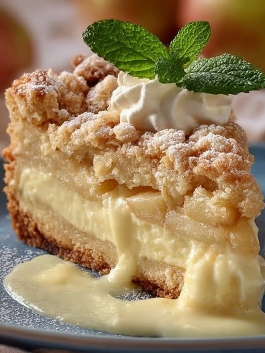 Leckerer Apfel Pudding Kuchen auf einem Tisch serviert