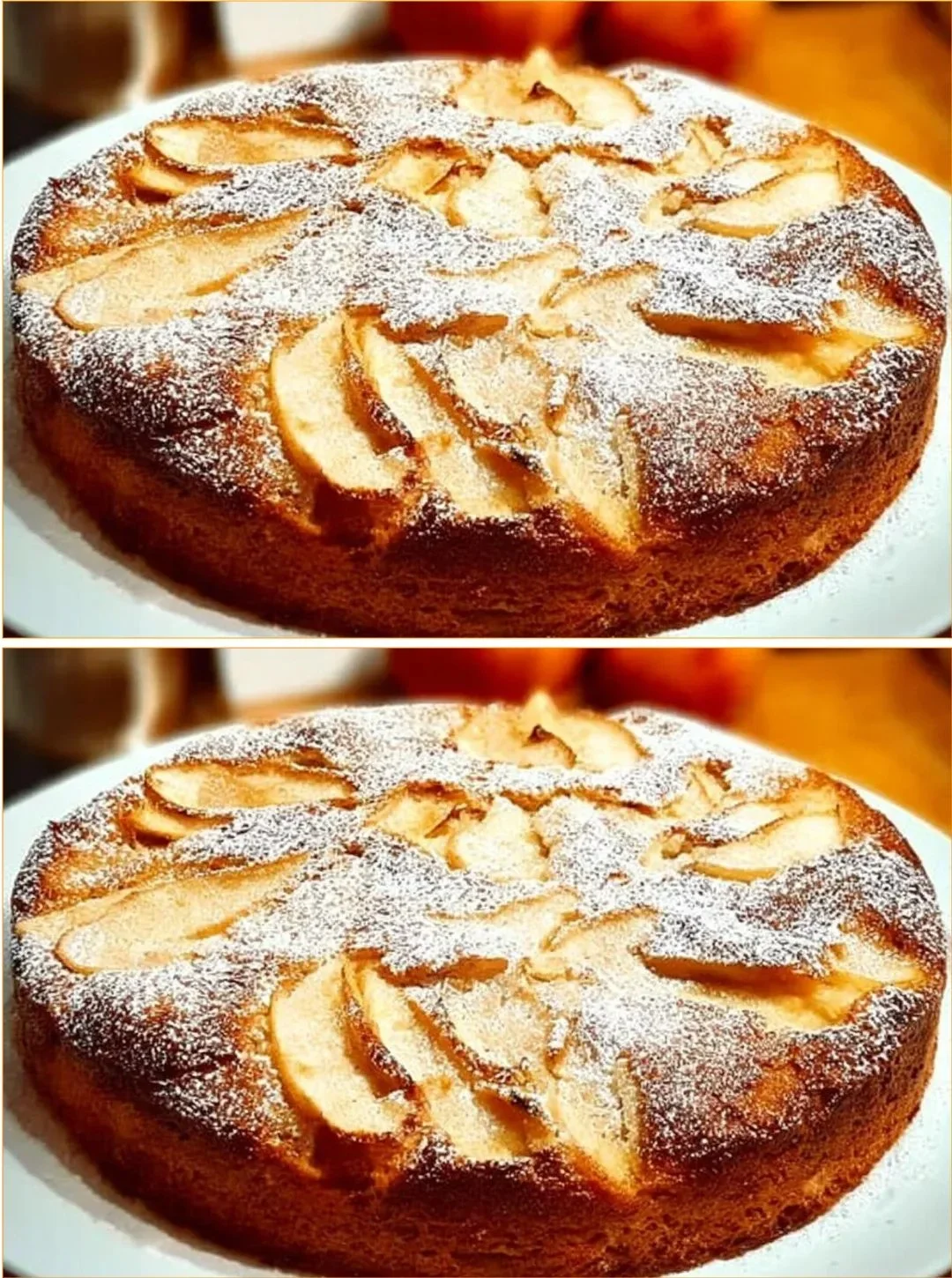 Leckere Scheiben von frisch gebackenem Apfelkuchen auf einem Teller