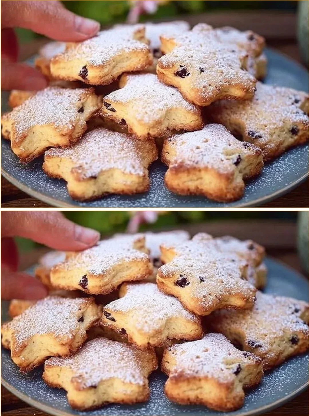 Hausgemachte Biscotti mit Sauerrahm auf einem Teller serviert