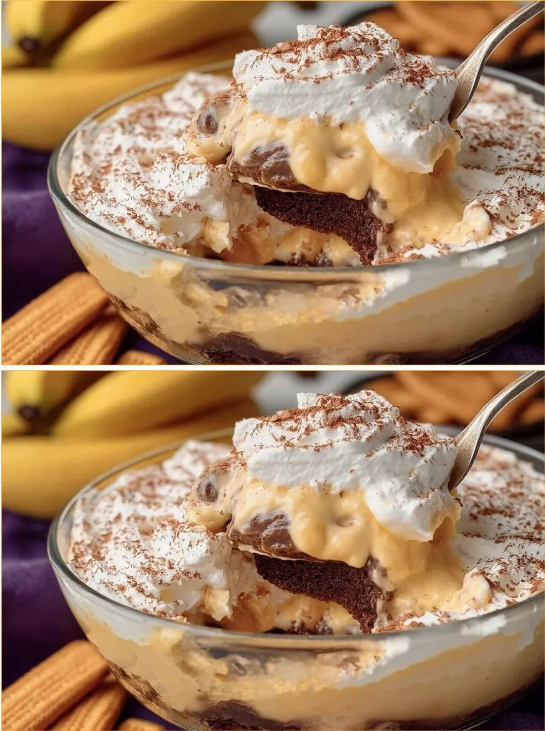 Erschwingliches und leckeres Bananendessert auf einem Teller serviert