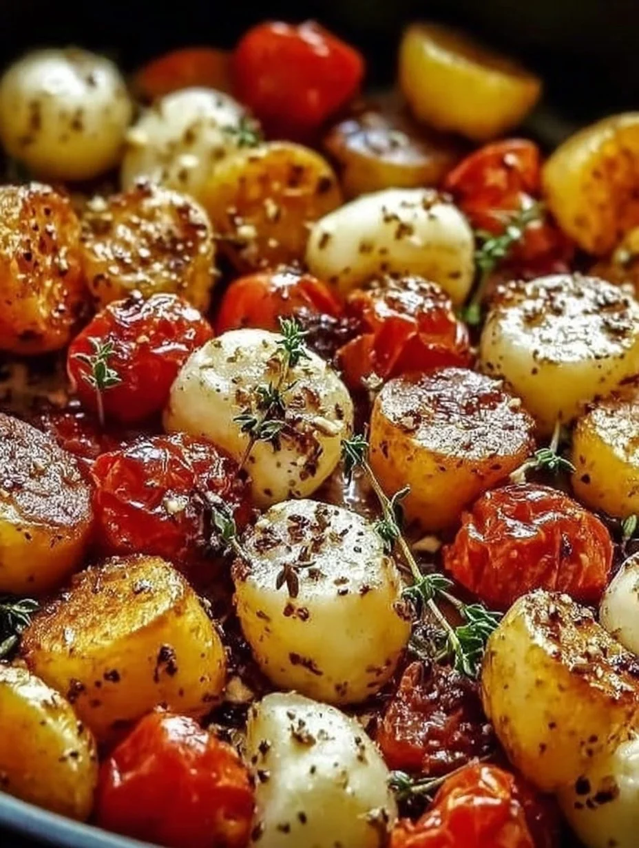 Feta Kartoffeln Ofengemüse frisch aus dem Ofen serviert
