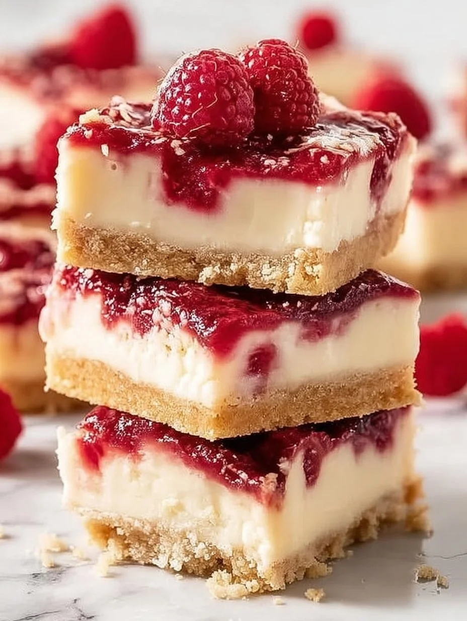 Himbeer-Käsekuchen-Riegel mit frischen Himbeeren und cremigem Käsebelag