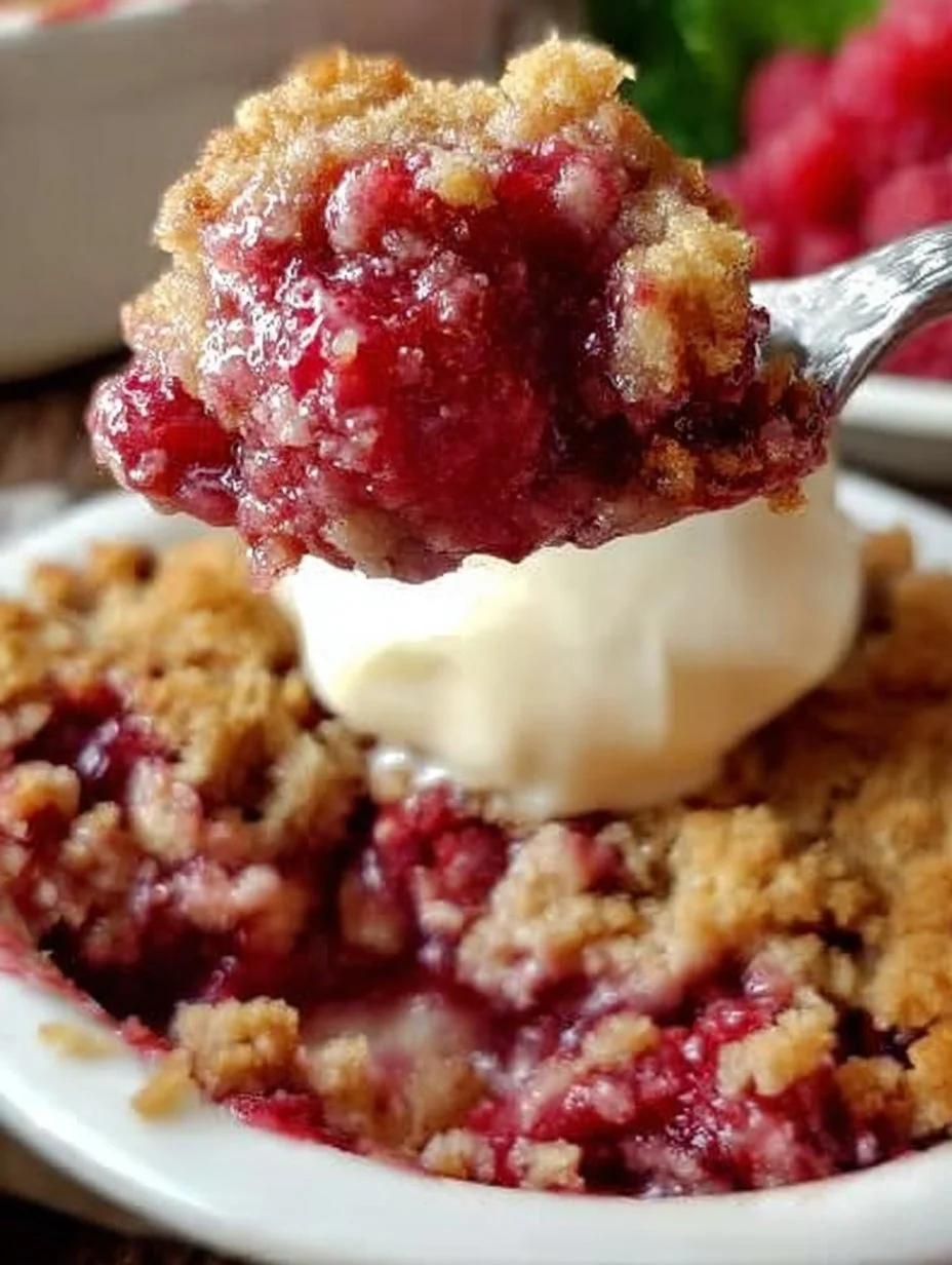 Leckeres Himbeer-Streusel mit frischen Himbeeren und knusprigem Belag