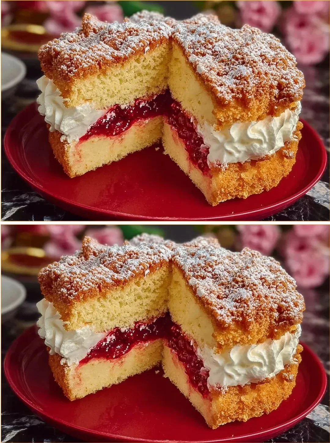 Himbeermarmorkuchen mit frischen Himbeeren und marmoriertem Teig