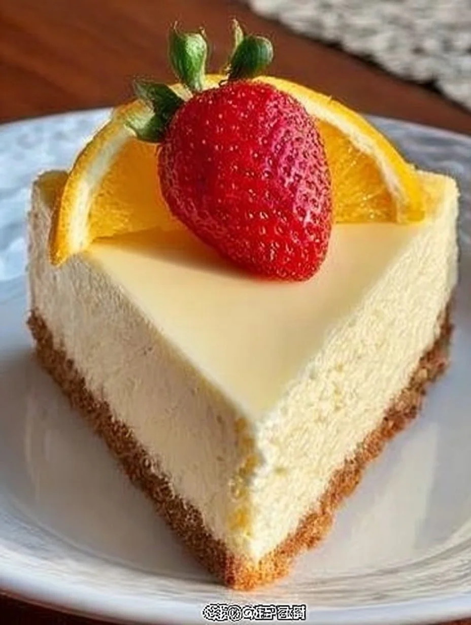 Leckerer Joghurt-Käsekuchen mit frischer Fruchtdekoration auf einem weißen Teller.