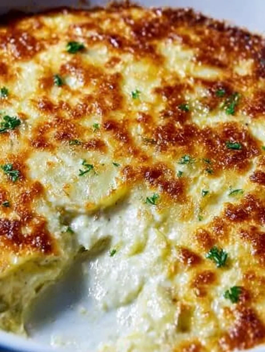 Kalorienarmes Kartoffelgratin auf einem Teller, gesund und einfach zubereitet.