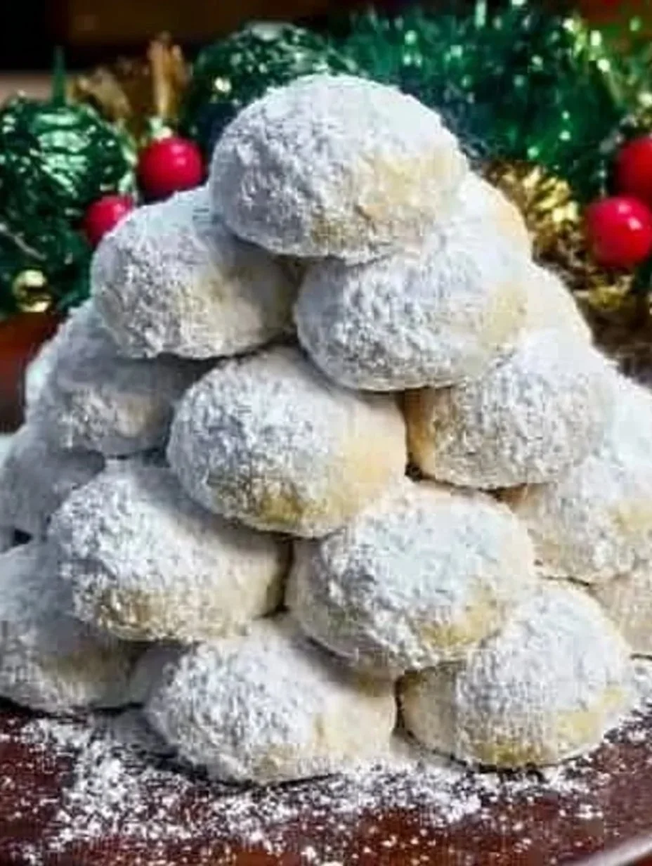 Kourabiedes - traditionelle griechische Kekse mit Mandeln und Puderzucker
