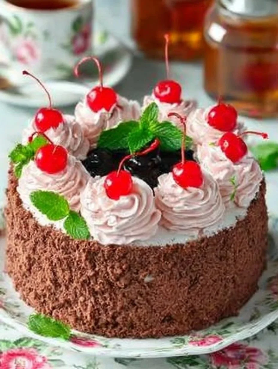 Kuchen mit saurer Sahne und frischen Kirschen