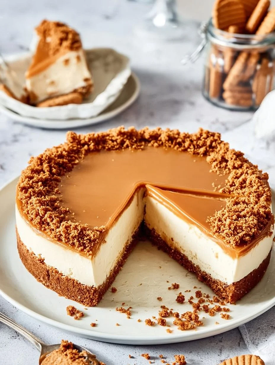 Lotus Cheesecake ohne Backen mit cremiger Textur und Karamellgeschmack