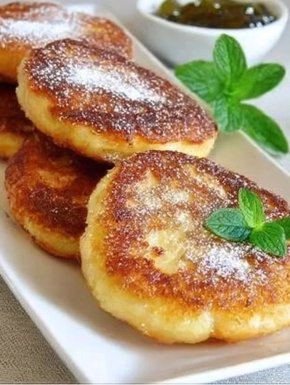 Luftige Quarkpfannkuchen auf einem Teller, perfekt zum Frühstück.