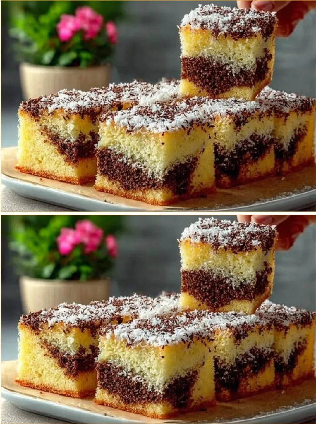 Saftiger Marmorkuchen mit Schokolade auf einem Teller