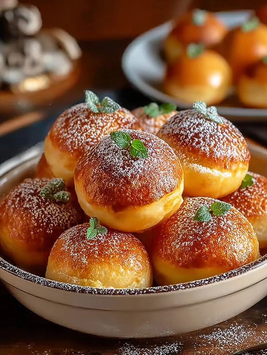 Leckere Pfannkuchen Poppers serviert auf einem Holzbrett