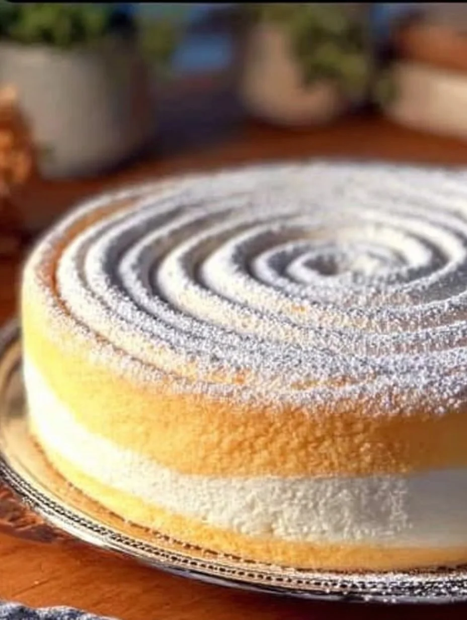 Quark-Schneekuchen mit Pudding auf einem Teller, dekoriert mit frischen Früchten