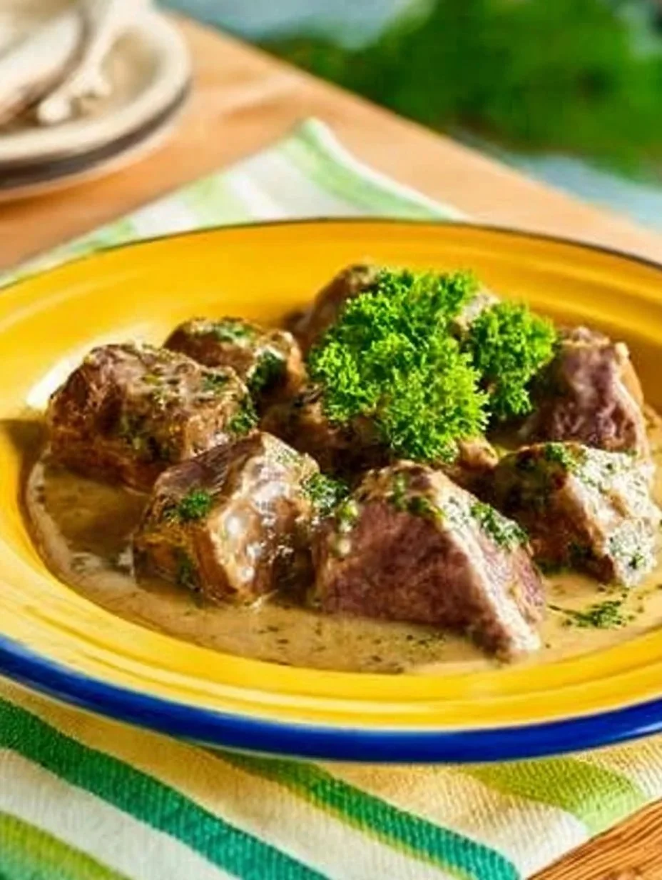 Rindfleischleber mit einer köstlichen Pfannensauce serviert