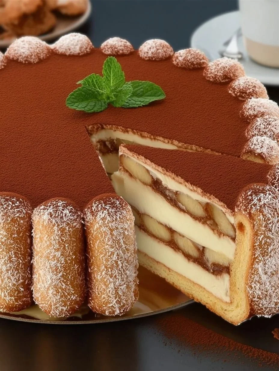 Leckere Tiramisu-Torte ohne Backen auf einem eleganten Teller serviert