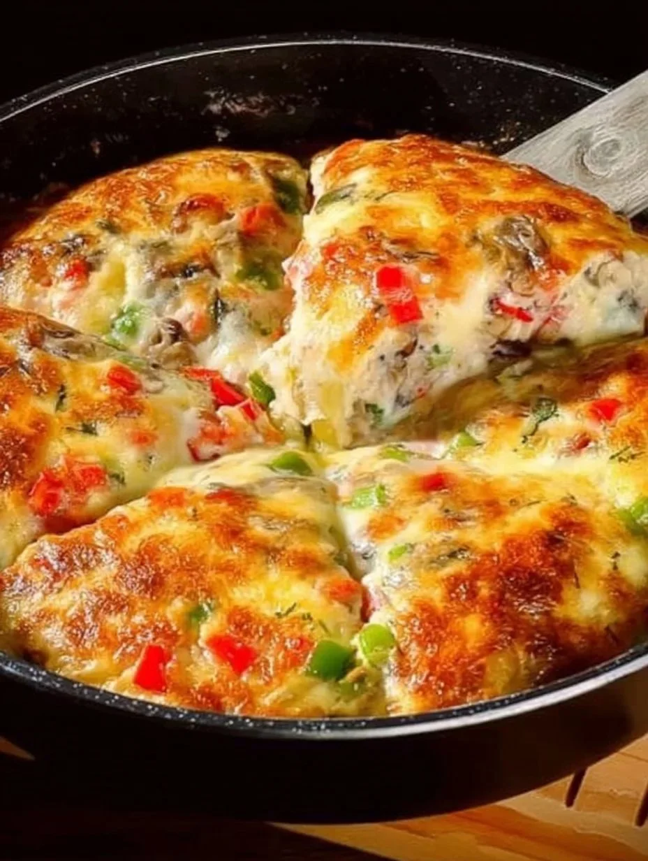 Überbackene Kartoffeln mit Hähnchenfleisch und Käse auf einem Teller